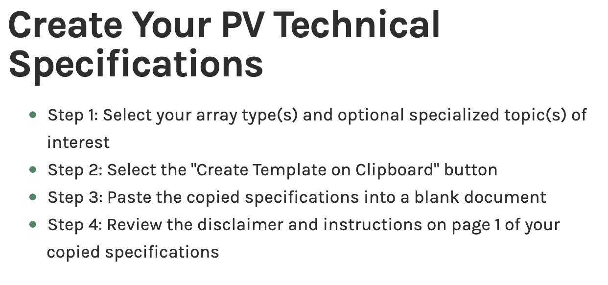Image of how to create your PV technical specification